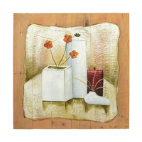 Product Πίνακας Ζωγραφικής Σε Ξύλο 50x50cm "Λουλούδια - Κεριά" base image