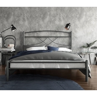 Product Metallic Bed Hammered Finish Grey 140x190cm "Emma" base image
