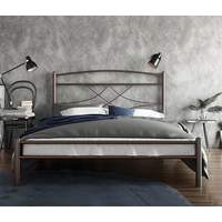 Product Metallic Bed Hammered Finish Brown 140x190cm "Emma" base image