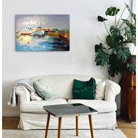 Product Πίνακας Ζωγραφικής Σε Καμβά 90x60cm "Βάρκες Σε Γιαλό" base image
