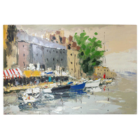 Product Πίνακας Ζωγραφικής Σε Καμβά 90x60cm "Βάρκες Στο Λιμάνι" base image