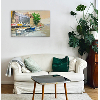 Product Πίνακας Ζωγραφικής Σε Καμβά 90x60cm "Βάρκες Στο Λιμάνι" base image