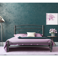Product Metallic Bed Hammered Finish Grey 140x190cm "Sam" base image