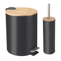 Product 7Lt Bin & Toilet Brush Bamboo Black Forest base image