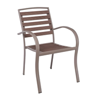 Product Πολυθρόνα Μεταλλική Μπεζ/Καρυδί Polywood Στοιβαζόμενη 56x64x88cm base image