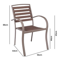 Product Πολυθρόνα Μεταλλική Μπεζ/Καρυδί Polywood Στοιβαζόμενη 56x64x88cm base image