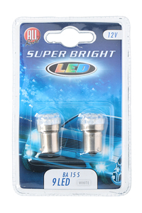 Product Λάμπες 12V 9 LED White Μονοπολικές BA15S Σετ 2 τεμ. All Ride 11636 base image
