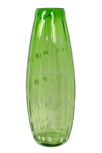 Product Βάζο Γυάλινο Πράσινο Με Λευκά Οβάλ 14x35cm base image