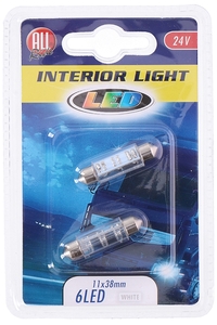 Product Λάμπες 24V 6 LED 11x36mm White Σετ 2 τεμ. All Ride 35743 base image