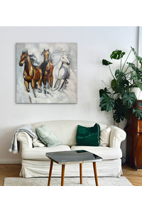 Product Πίνακας Ζωγραφικής Σε Καμβά 100x100cm "Άλογα" base image