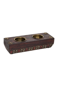 Product Wooden Candle Holder For 2 Candles 19x6.5x4.5cm base image