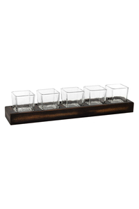 Product Candlestick Wood / Glass For 5 Candles 36x7x7.5cm base image
