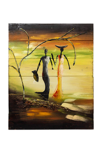 Product Πίνακας Ζωγραφικής Σε Ξύλο 40x50cm  "Δύο Γυναίκες" base image