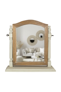 Product Wooden Mirror On Stand White/Natural 55x12x56cm base image