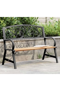 Product Παγκάκι Κήπου Μεταλλo/Ξύλο Μαύρο 120x56x87cm Garden Line MEB2934 base image