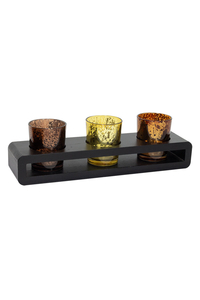 Product Candlestick Wood / Glass For 3 Candles 28x7x8cm base image