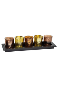 Product Candlestick Wood / Glass For 5 Candles 33x9.5x7cm base image