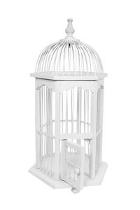 Product Wooden Decorative Hexagonal Cage 25x22x45cm base image