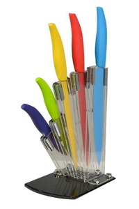 Product Μαχαίρια Κουζίνας Χρωματιστά Ανοξείδωτα Με Ακρυλική Διάφανη Βάση Σετ 6 τεμ. OEM 53747 base image