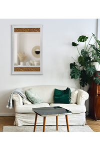 Product Wooden Mirror White With Gold Patina 70x112cm 884368 base image