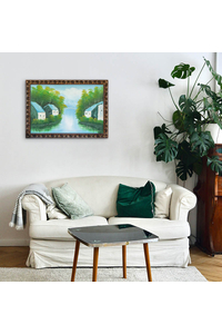 Product Πίνακας Ζωγραφικής Σε Καμβά Με Κορνίζα 100x70cm "Σπίτια Σε Ποτάμι ΙI" base image
