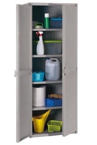 Product Ντουλάπα Πλαστική Δίφυλλη Με 4 Ράφια Rattan Γκρι base image