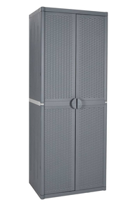 Product Ντουλάπα Πλαστική Δίφυλλη Με 4 Ράφια Rattan Γκρι base image