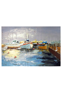Product Πίνακας Ζωγραφικής Σε Καμβά 90x60cm "Βάρκες Σε Γιαλό" base image