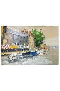 Product Πίνακας Ζωγραφικής Σε Καμβά 90x60cm "Βάρκες Στο Λιμάνι" base image