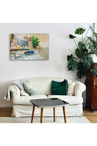 Product Πίνακας Ζωγραφικής Σε Καμβά 90x60cm "Βάρκες Στο Λιμάνι" base image