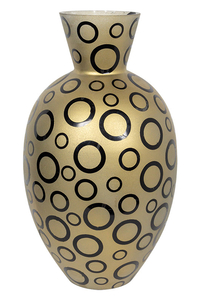 Product Βάζο Γυάλινο Χρυσό Με Μαύρους Κύκλους 21x40cm base image
