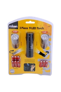 Product Φακοί Αλουμινίου 9 LED Σετ 3 τεμ. Rolson 61760 base image