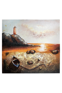 Product Πίνακας Ζωγραφικής Σε Καμβά 80x80cm "Φάρος Βάρκα" base image