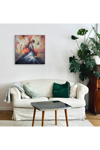 Product Πίνακας Ζωγραφικής Σε Καμβά 80x80cm "Γυναίκα Με Μοβ Φόρεμα" base image
