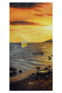 Product Πίνακας Ζωγραφικής Σε Καμβά 40x100cm "Βαρκούλες" base image