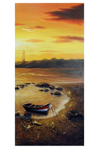 Product Πίνακας Ζωγραφικής Σε Καμβά 40x100cm "Φάρος-Βαρκούλα" base image