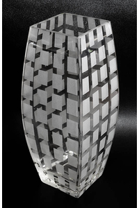 Product Βάζο Γυάλινο Διάφανο Καρό 10x10x25cm base image
