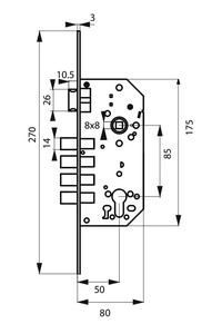 Product Κλειδαριά Ασφαλείας Εισόδου Χωνευτή base image