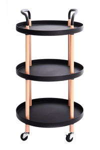 Product 3 Tier Round Trolley Bar Black Sidirela base image
