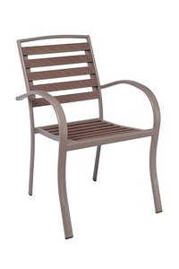 Product Armchair Metal Beige/Walnut Polywood Stackable 56x64x88cm base image
