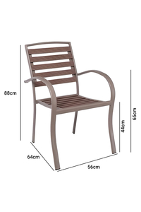 Product Armchair Metal Beige/Walnut Polywood Stackable 56x64x88cm base image